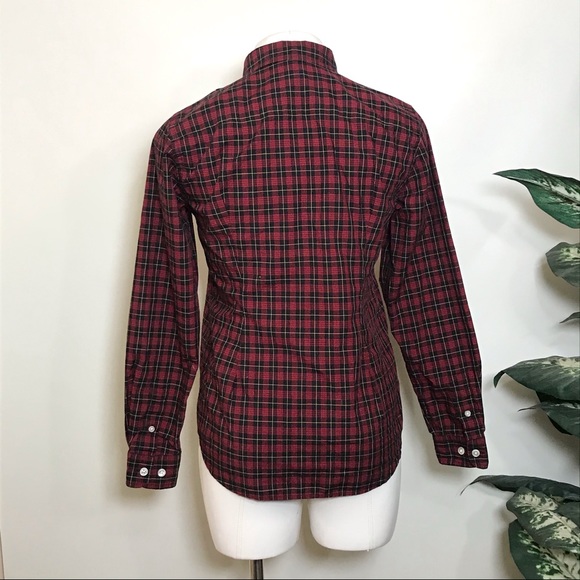 Vintage LAUREN RALPH LAUREN Plaid Ruffle Button Down Long Sleeve Top - Picture 5 of 7